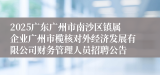 2025广东广州市南沙区镇属企业广州市榄核对外经济发展有限公司财务管理人员招聘公告