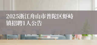 2025浙江舟山市普陀区虾峙镇招聘1人公告
