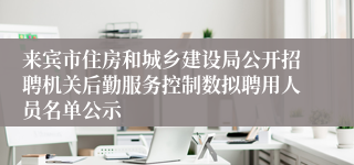 来宾市住房和城乡建设局公开招聘机关后勤服务控制数拟聘用人员名单公示