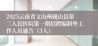 2025云南省文山州砚山县第二人民医院第一期招聘编制外工作人员通告（3人）