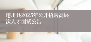 遂川县2025年公开招聘高层次人才面试公告