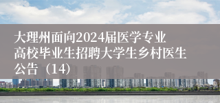 大理州面向2024届医学专业高校毕业生招聘大学生乡村医生公告（14）
