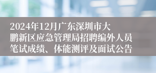 2024年12月广东深圳市大鹏新区应急管理局招聘编外人员笔试成绩、体能测评及面试公告