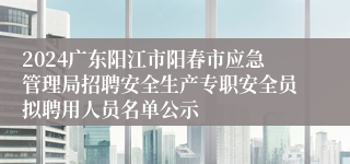 2024广东阳江市阳春市应急管理局招聘安全生产专职安全员拟聘用人员名单公示