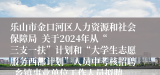 乐山市金口河区人力资源和社会保障局  关于2024年从“三支一扶”计划和“大学生志愿服务西部计划”人员中考核招聘  乡镇事业单位工作人员拟聘用人员公示