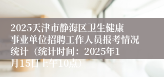 2025天津市静海区卫生健康事业单位招聘工作人员报考情况统计（统计时间：2025年1月15日上午10点）