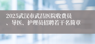 2025武汉市武昌医院收费员、导医、护理员招聘若干名简章