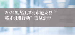 2024黑龙江黑河市逊克县“英才引进行动”面试公告