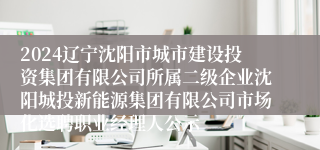 2024辽宁沈阳市城市建设投资集团有限公司所属二级企业沈阳城投新能源集团有限公司市场化选聘职业经理人公示