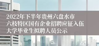 2022年下半年贵州六盘水市六枝特区国有企业招聘应征入伍大学毕业生拟聘人员公示
