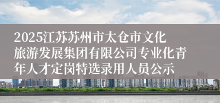 2025江苏苏州市太仓市文化旅游发展集团有限公司专业化青年人才定岗特选录用人员公示