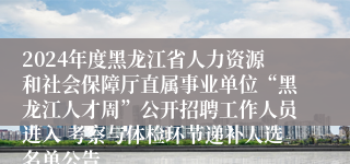 2024年度黑龙江省人力资源和社会保障厅直属事业单位“黑龙江人才周”公开招聘工作人员进入 考察与体检环节递补人选名单公告