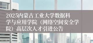 2025内蒙古工业大学数据科学与应用学院（网络空间安全学院）高层次人才引进公告