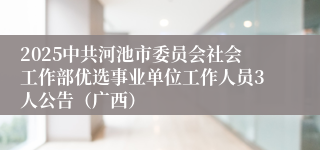 2025中共河池市委员会社会工作部优选事业单位工作人员3人公告（广西）