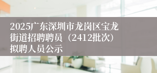 2025广东深圳市龙岗区宝龙街道招聘聘员（2412批次）拟聘人员公示