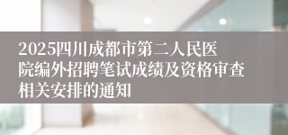 2025四川成都市第二人民医院编外招聘笔试成绩及资格审查相关安排的通知
