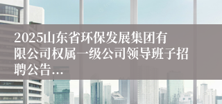 2025山东省环保发展集团有限公司权属一级公司领导班子招聘公告...