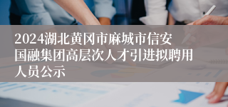 2024湖北黄冈市麻城市信安国融集团高层次人才引进拟聘用人员公示