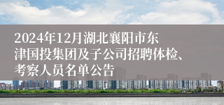 2024年12月湖北襄阳市东津国投集团及子公司招聘体检、考察人员名单公告