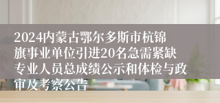 2024内蒙古鄂尔多斯市杭锦旗事业单位引进20名急需紧缺专业人员总成绩公示和体检与政审及考察公告