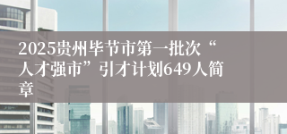2025贵州毕节市第一批次“人才强市”引才计划649人简章