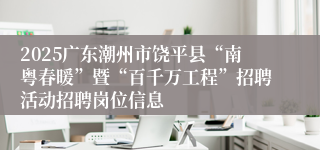 2025广东潮州市饶平县“南粤春暖”暨“百千万工程”招聘活动招聘岗位信息