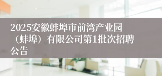 2025安徽蚌埠市前湾产业园（蚌埠）有限公司第1批次招聘公告