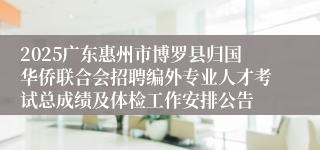 2025广东惠州市博罗县归国华侨联合会招聘编外专业人才考试总成绩及体检工作安排公告