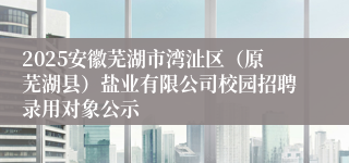 2025安徽芜湖市湾沚区（原芜湖县）盐业有限公司校园招聘录用对象公示