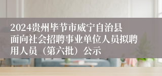 2024贵州毕节市威宁自治县面向社会招聘事业单位人员拟聘用人员（第六批）公示