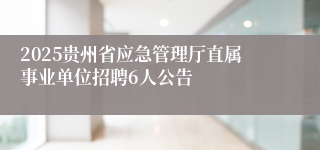 2025贵州省应急管理厅直属事业单位招聘6人公告