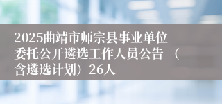 2025曲靖市师宗县事业单位委托公开遴选工作人员公告 （含遴选计划）26人
