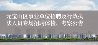 元宝山区事业单位招聘及行政执法人员专场招聘体检、考察公告