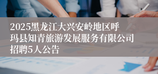 2025黑龙江大兴安岭地区呼玛县知青旅游发展服务有限公司招聘5人公告