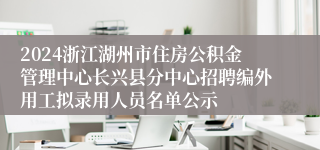 2024浙江湖州市住房公积金管理中心长兴县分中心招聘编外用工拟录用人员名单公示