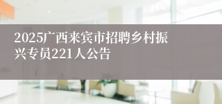 2025广西来宾市招聘乡村振兴专员221人公告