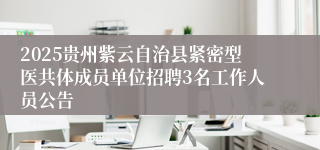 2025贵州紫云自治县紧密型医共体成员单位招聘3名工作人员公告