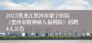 2025黑龙江黑河市康宁医院（黑河市精神病人福利院）招聘4人公告