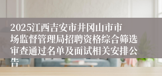 2025江西吉安市井冈山市市场监督管理局招聘资格综合筛选审查通过名单及面试相关安排公告