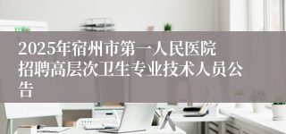 2025年宿州市第一人民医院招聘高层次卫生专业技术人员公告