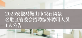 2025安徽马鞍山市采石风景名胜区管委会招聘编外聘用人员1人公告