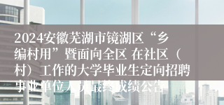 2024安徽芜湖市镜湖区“乡编村用”暨面向全区 在社区（村）工作的大学毕业生定向招聘事业单位人员最终成绩公告