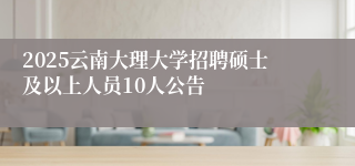 2025云南大理大学招聘硕士及以上人员10人公告