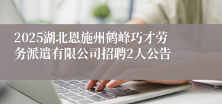 2025湖北恩施州鹤峰巧才劳务派遣有限公司招聘2人公告