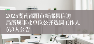 2025湖南邵阳市新邵县信访局所属事业单位公开选调工作人员3人公告