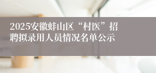 2025安徽蚌山区“村医”招聘拟录用人员情况名单公示