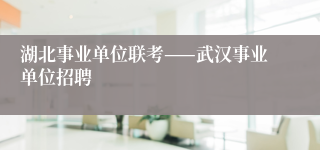 湖北事业单位联考——武汉事业单位招聘
