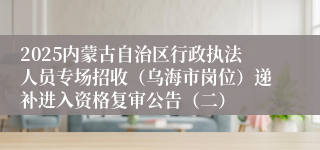 2025内蒙古自治区行政执法人员专场招收（乌海市岗位）递补进入资格复审公告（二）