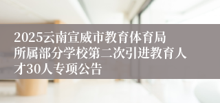 2025云南宣威市教育体育局所属部分学校第二次引进教育人才30人专项公告