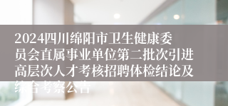 2024四川绵阳市卫生健康委员会直属事业单位第二批次引进高层次人才考核招聘体检结论及综合考察公告